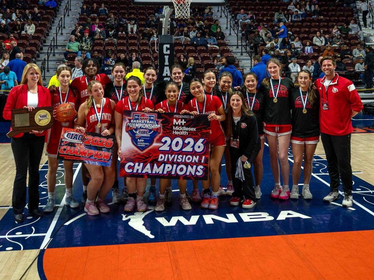 Greenwich High varsity girls basketball team wins first CIAC state tournament championship with a 51-46 win over Northwest Catholic in the Division I title game at Mohegan Sun Arena