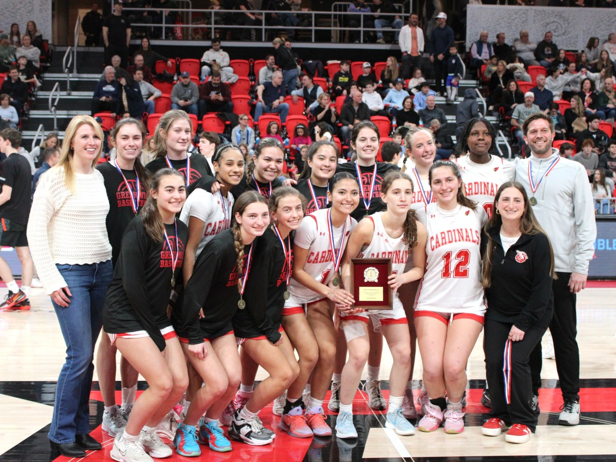 Greenwich High School varsity girls basketball team wins FCIAC Tournament championship for the first time since 1988 with a victory over Staples in finals
